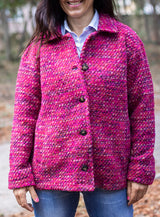 Вълнено палтенце тип сако - 8868 розово