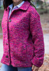 Вълнено палтенце тип сако - 8868 розово