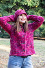 Вълнена шапка DESS - Розово букле