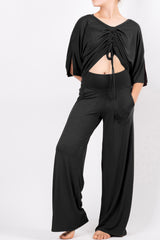 Кроп блуза с връзки - Черно