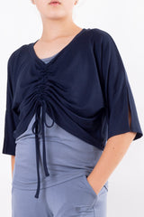 Кроп блуза с връзки - Нощно небе