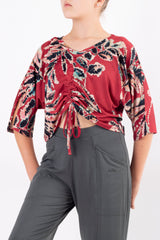 Кроп блуза с връзки - Рубинена Джунгла