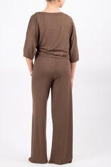 Комплект Кроп блуза и Панталон - Глина