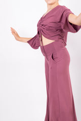 Комплект Кроп блуза и Панталон - Мистична роза