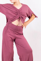 Кроп блуза с връзки - Мистична роза