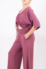 Комплект Кроп блуза и Панталон - Мистична роза