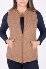 Класически елек с цип - Нежен беж