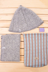 Комплект за сауна- Шапка, Постелка, Чантичка – Светло Сиво