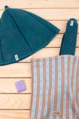 Комплект за сауна- Шапка, Постелка, Чантичка – Петрол