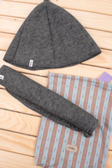 Комплект за сауна- Шапка, Постелка, Чантичка – Тъмно сиво