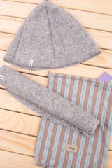 Комплект за сауна- Шапка, Постелка, Чантичка – Светло Сиво