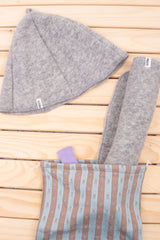 Комплект за сауна- Шапка, Постелка, Чантичка – Светло Сиво