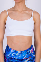 Памучно бюстие с регулиращи се презрамки - Бяло