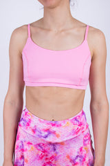 Памучно бюстие с регулиращи се презрамки - Розово