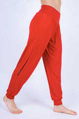 Йога шалвар с цепки - Червен оранж