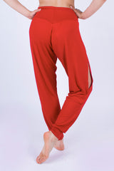 Йога шалвар с цепки - Червен оранж