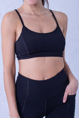 Памучно бюстие с регулиращи се презрамки - Черно