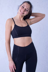 Памучно бюстие с регулиращи се презрамки - Черно