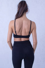 Памучно бюстие с регулиращи се презрамки - Черно