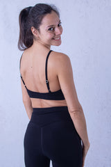 Памучно бюстие с регулиращи се презрамки - Черно