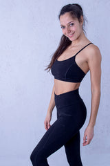 Памучно бюстие с регулиращи се презрамки - Черно