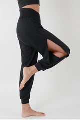 Йога шалвар с цепки - Черен