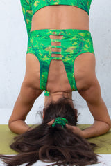 Сет Дара ЗЕЛЕН - Клин с джобове, Бюстие и Блуза с гол гръб + Раничка ПОДАРЪК