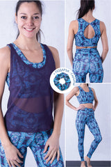 Сет Калейдоскоп - Синьо - Клин, Бюстие, Топ + Ластик ПОДАРЪК !