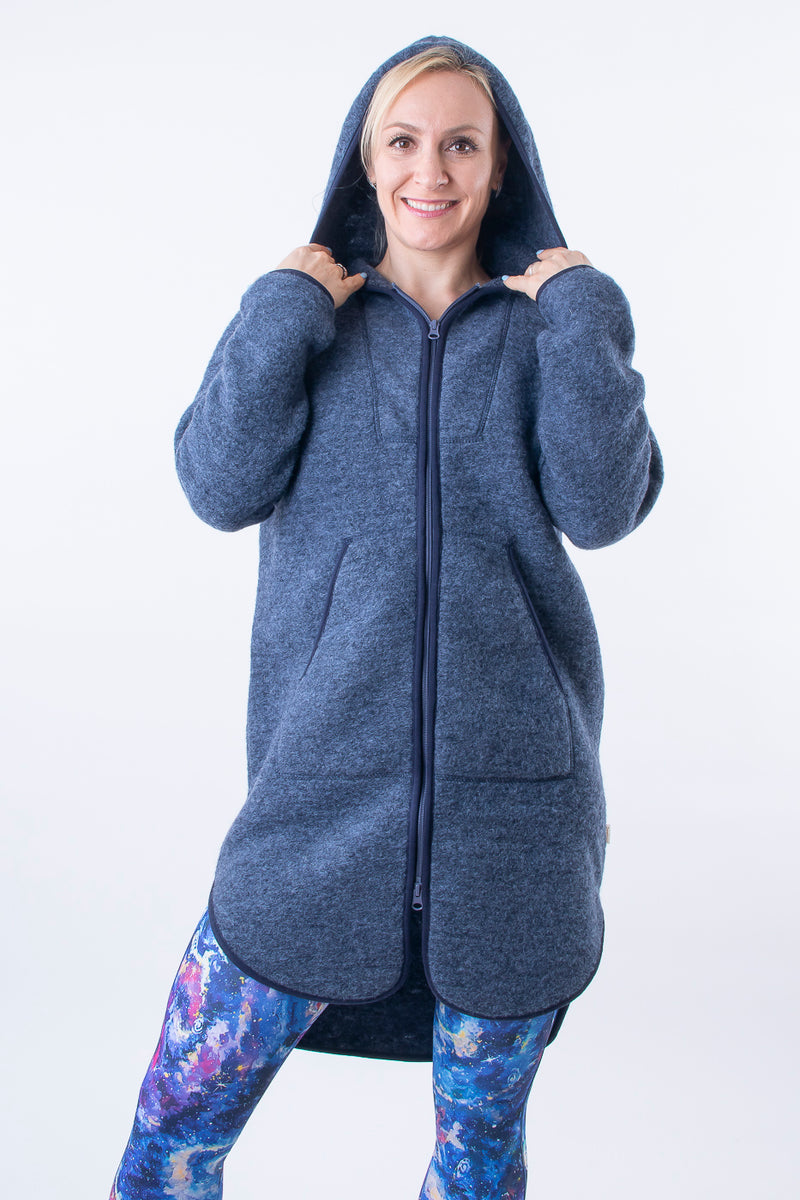 Вълнено Палтенце/Худи -6988 синьо