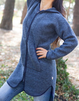 Вълнено Палтенце/Худи -6988 синьо