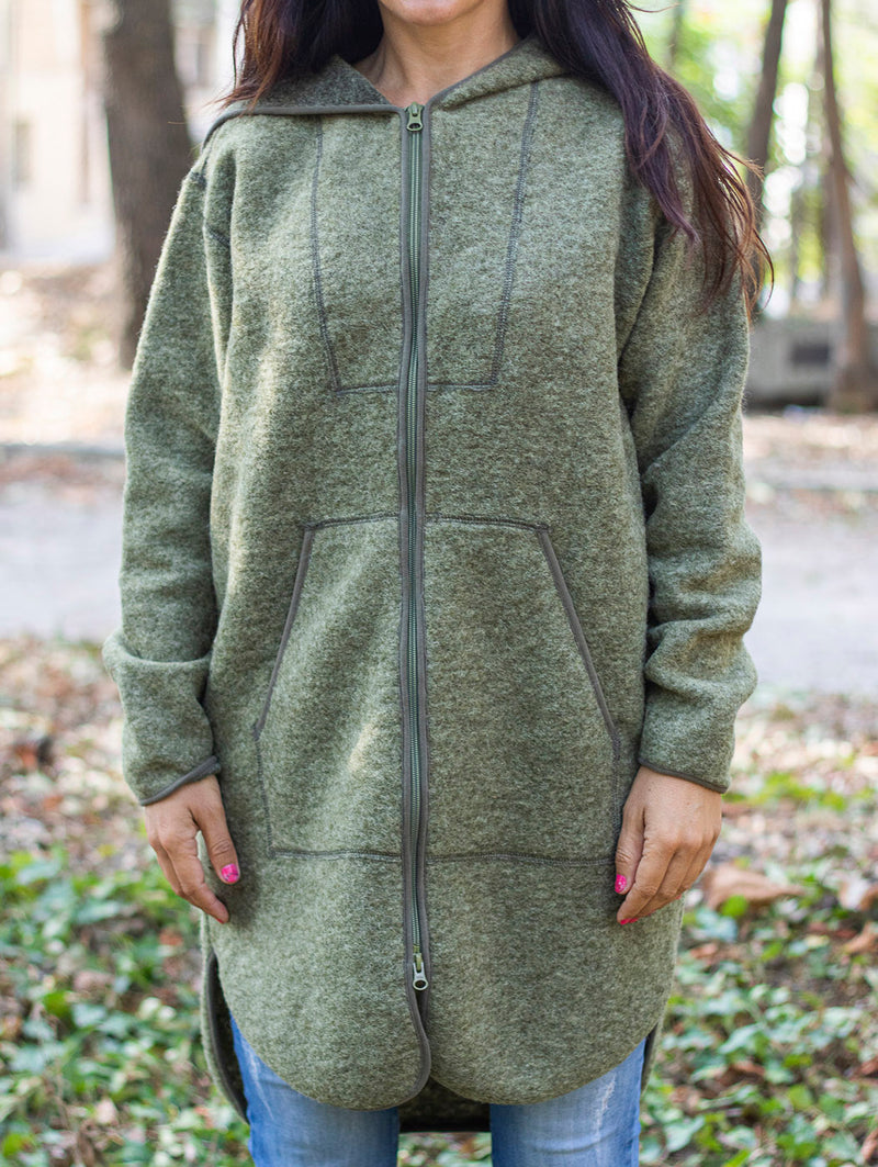 Вълнено Палтенце/Худи -6988 зелено