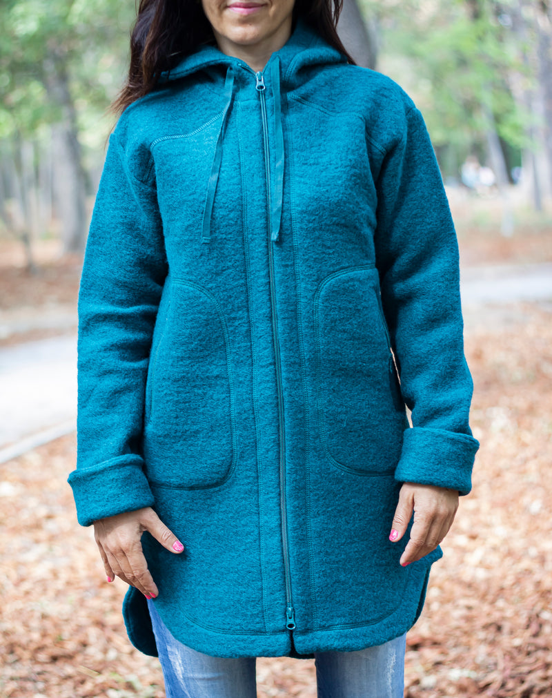 Спортно Вълнено Палтенце - 7877 петрол