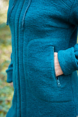 Спортно Вълнено Палтенце - 7877 петрол