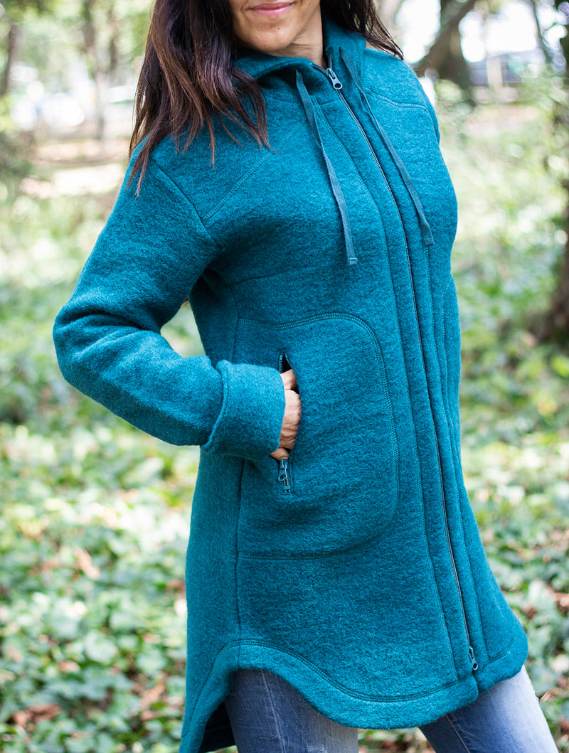 Спортно Вълнено Палтенце - 7877 петрол