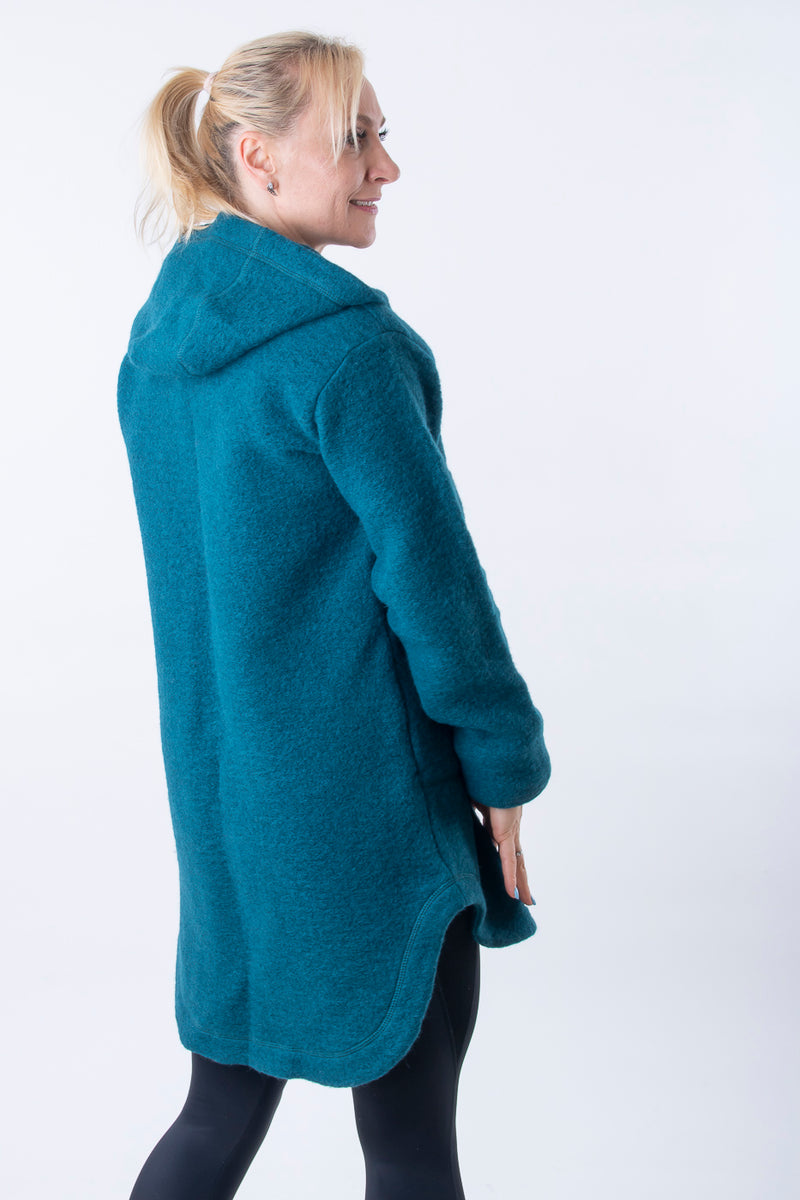 Спортно Вълнено Палтенце - 7877 петрол