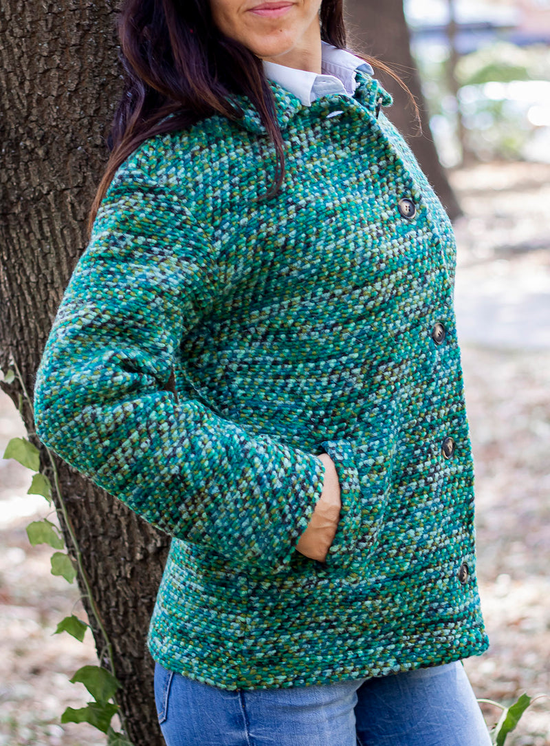 Вълнено палтенце тип сако - 8868 зелено