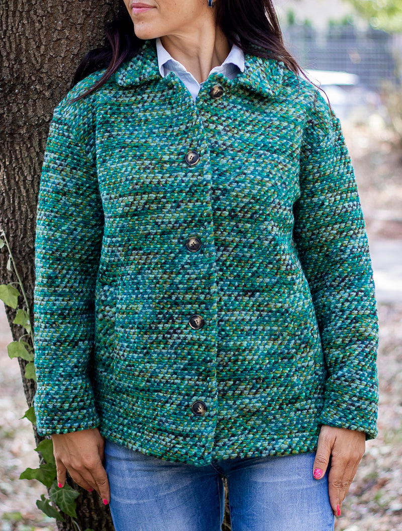 Вълнено палтенце тип сако - 8868 зелено