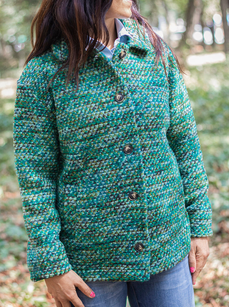 Вълнено палтенце тип сако - 8868 зелено