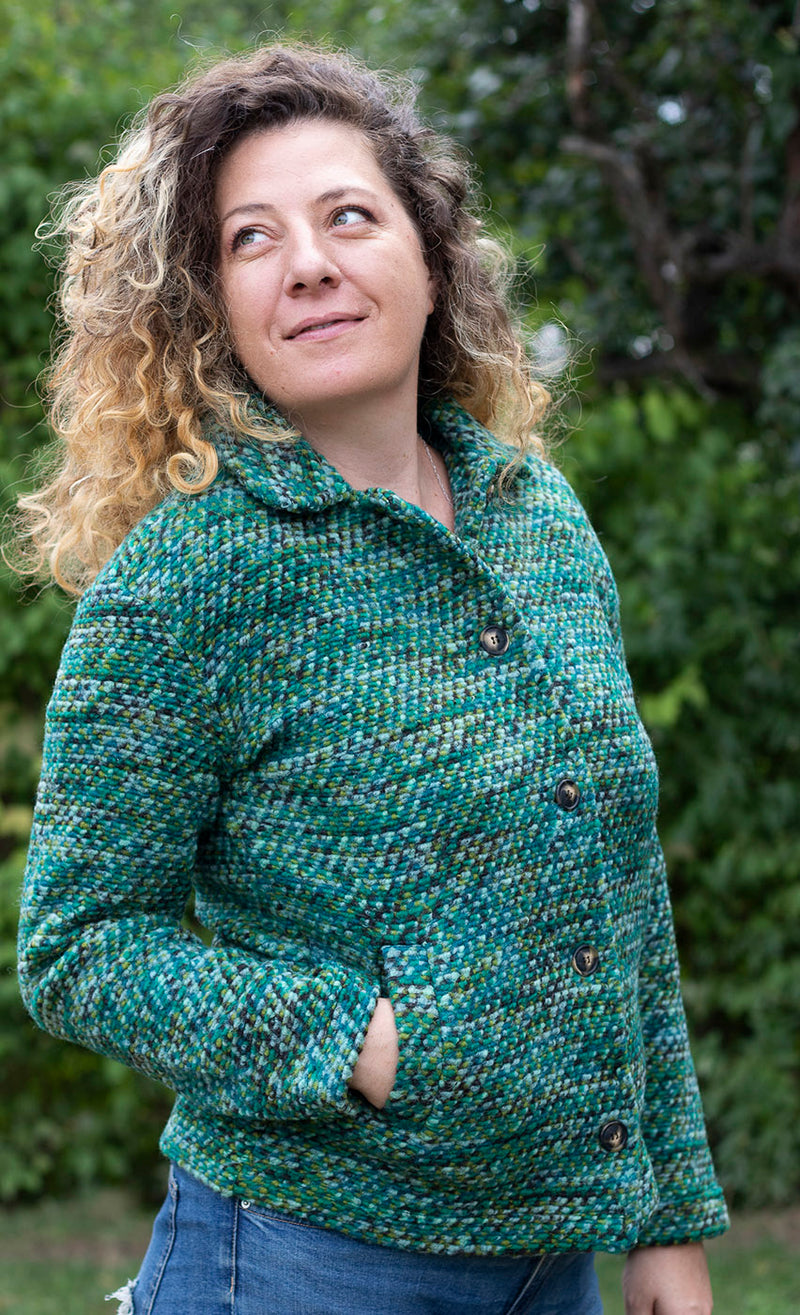 Вълнено палтенце тип сако - 8868 зелено