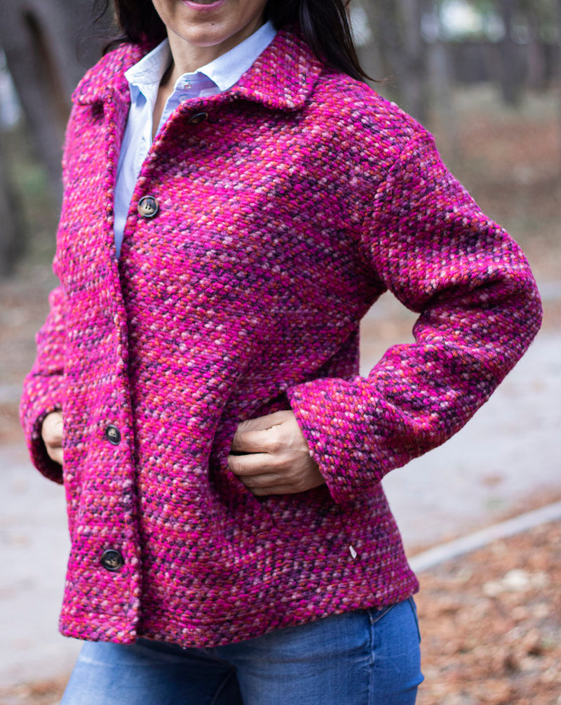 Вълнено палтенце тип сако - 8868 розово