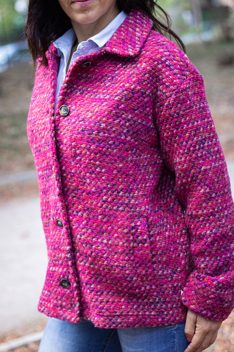 Вълнено палтенце тип сако - 8868 розово