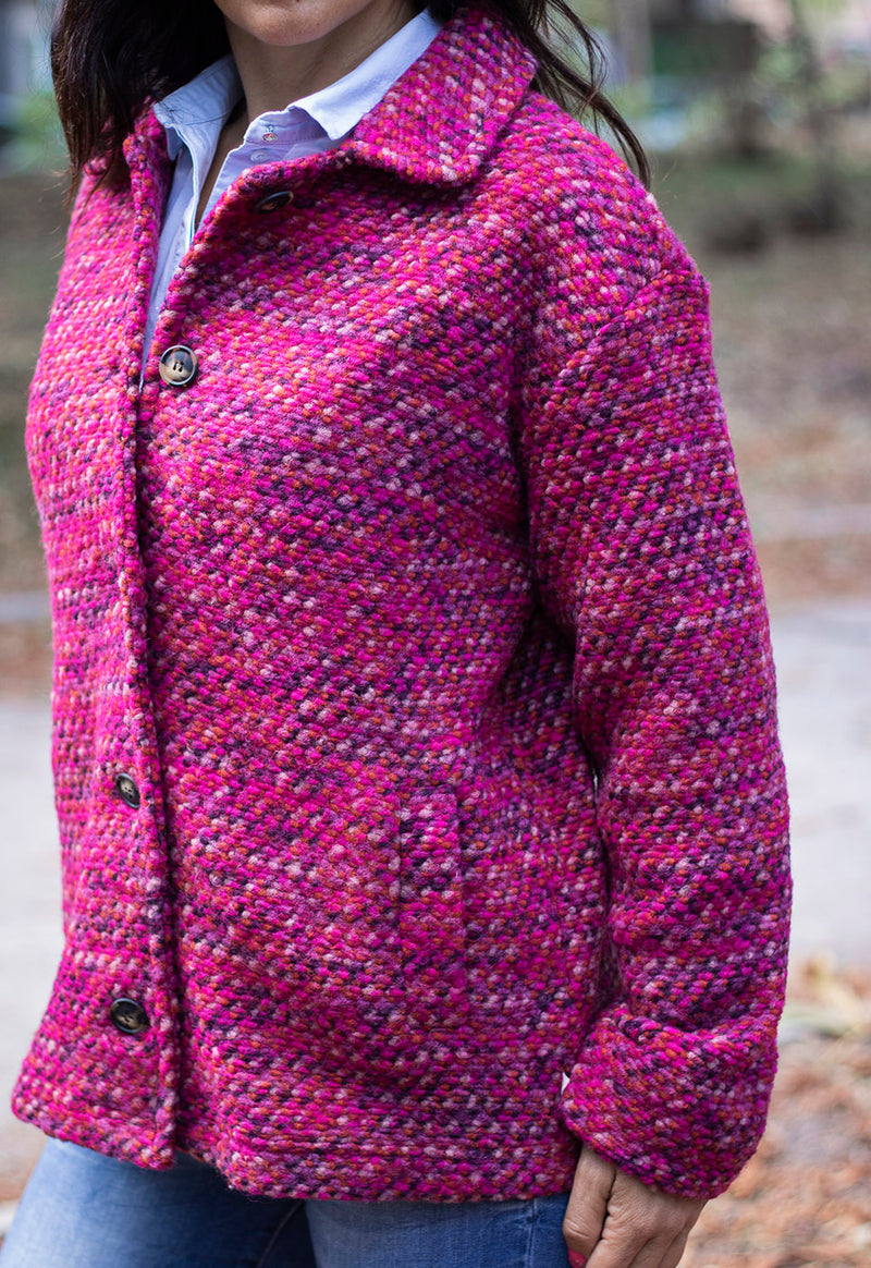 Вълнено палтенце тип сако - 8868 розово