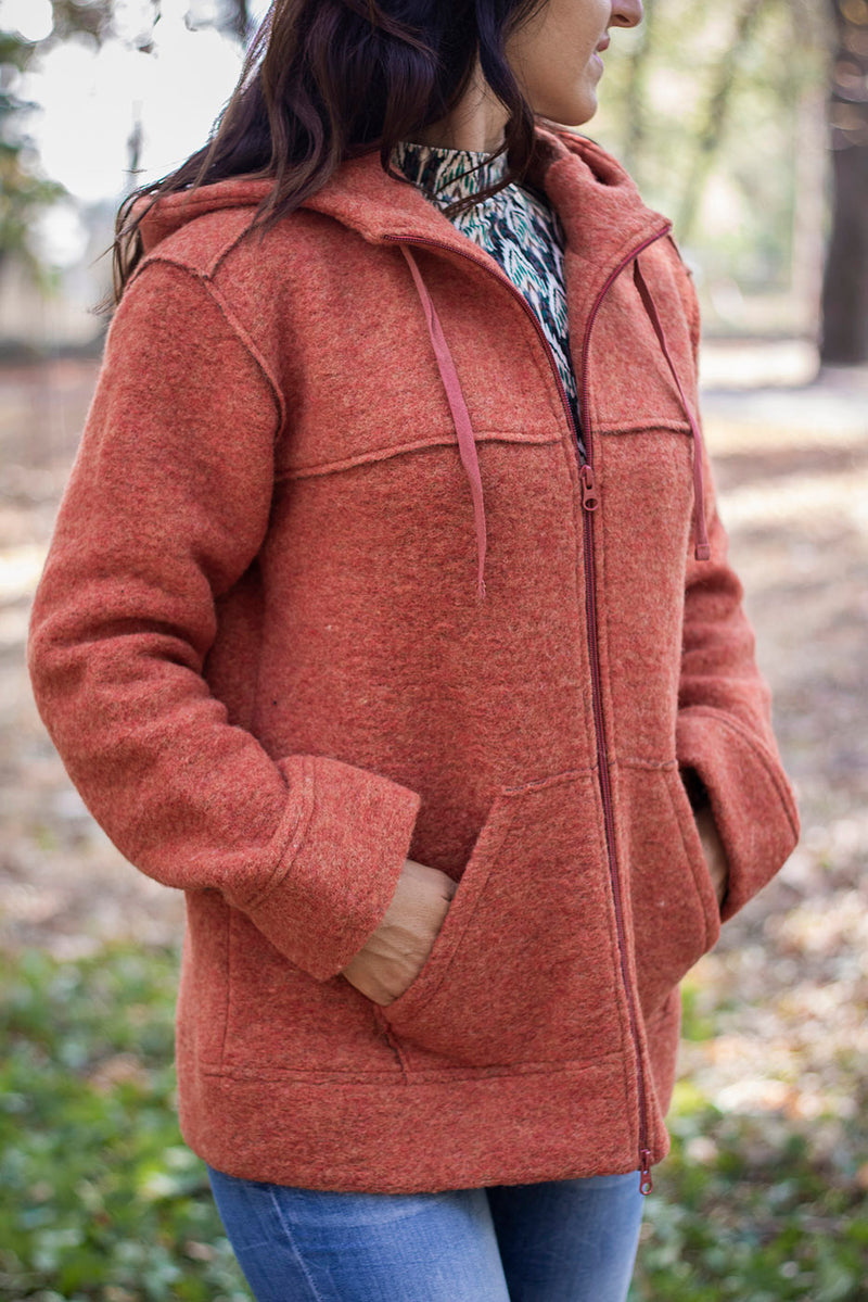 Вълнено Палтенце/Худи -8869 оранж