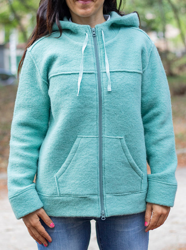 Вълнено Палтенце/Худи -8869 аква