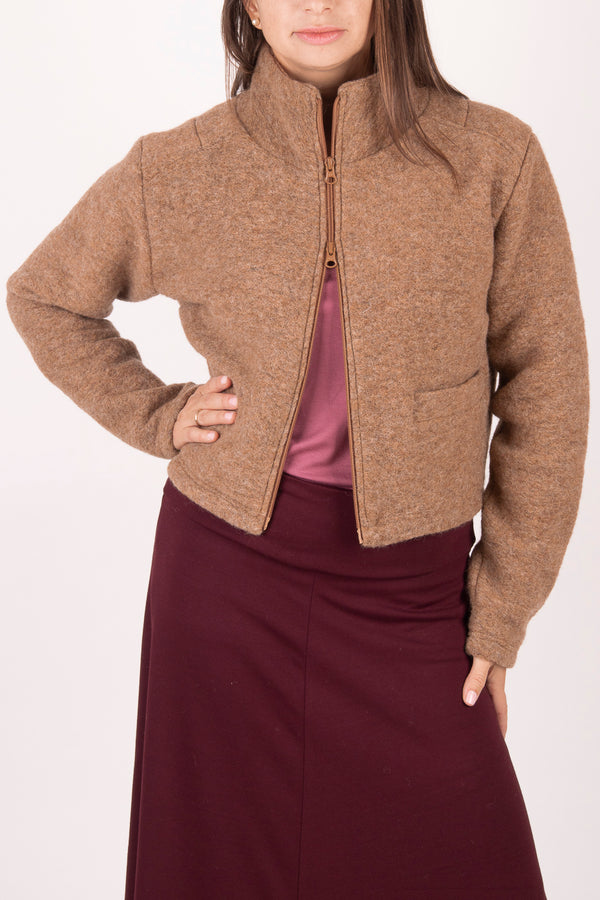 Комплект Късо яке + Елек - Нежен Беж