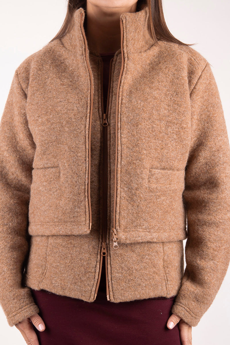 Комплект Късо яке + Елек - Нежен Беж