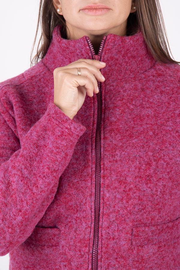 Късо яке от ВЪЛНА - Розов меланж