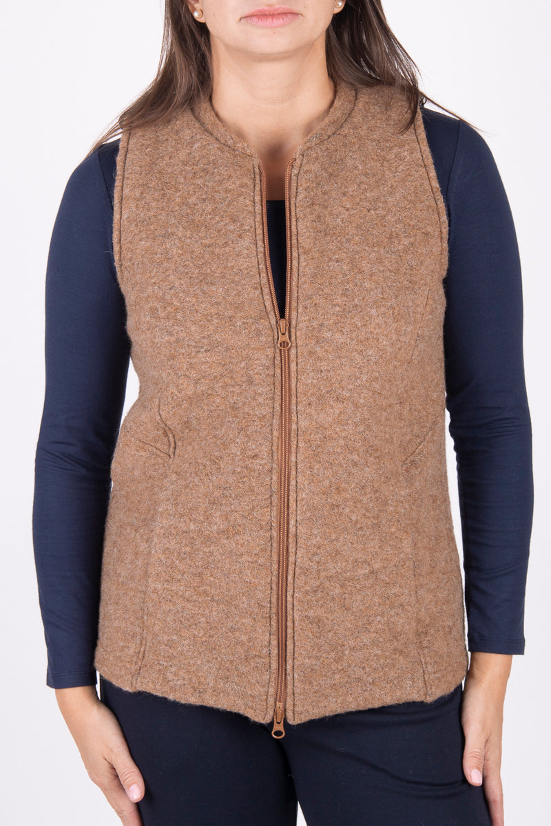 Класически елек с цип - Нежен беж