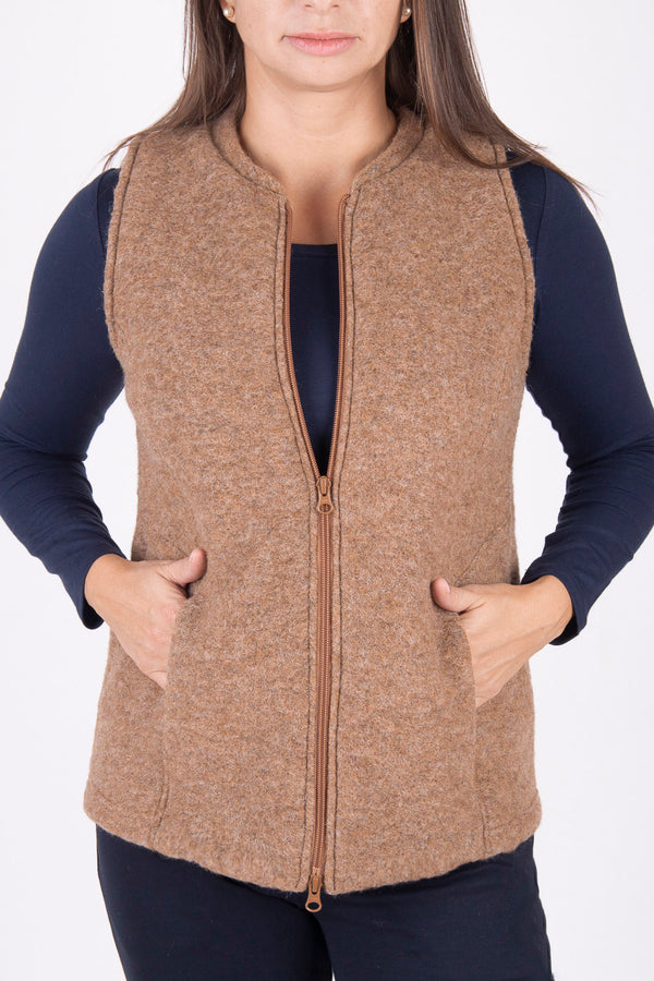 Класически елек с цип - Нежен беж