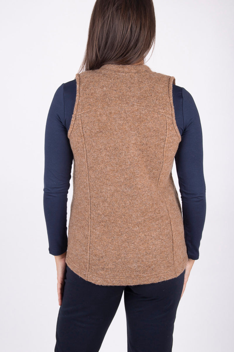 Класически елек с цип - Нежен беж